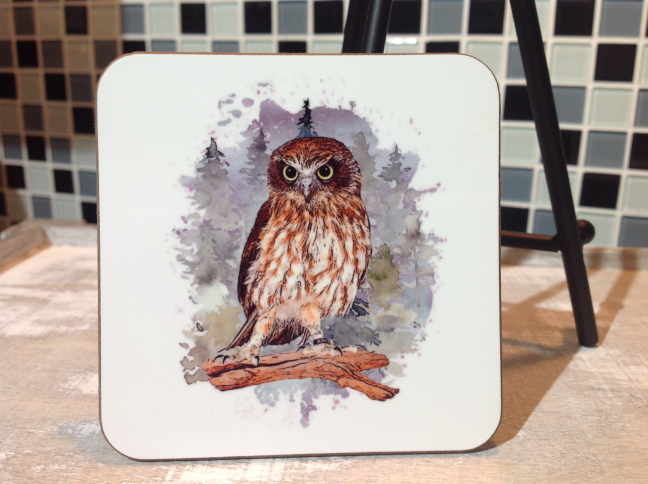 Owl Hardboard Placemat and Coaster Set